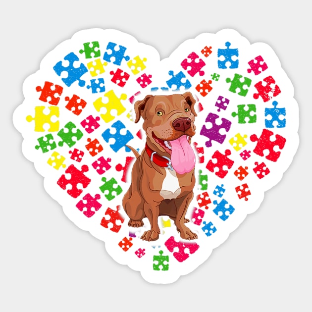 Pet Pitbull Autism Awareness Months For Dog Mom And Dad Sticker by CarolIrvine